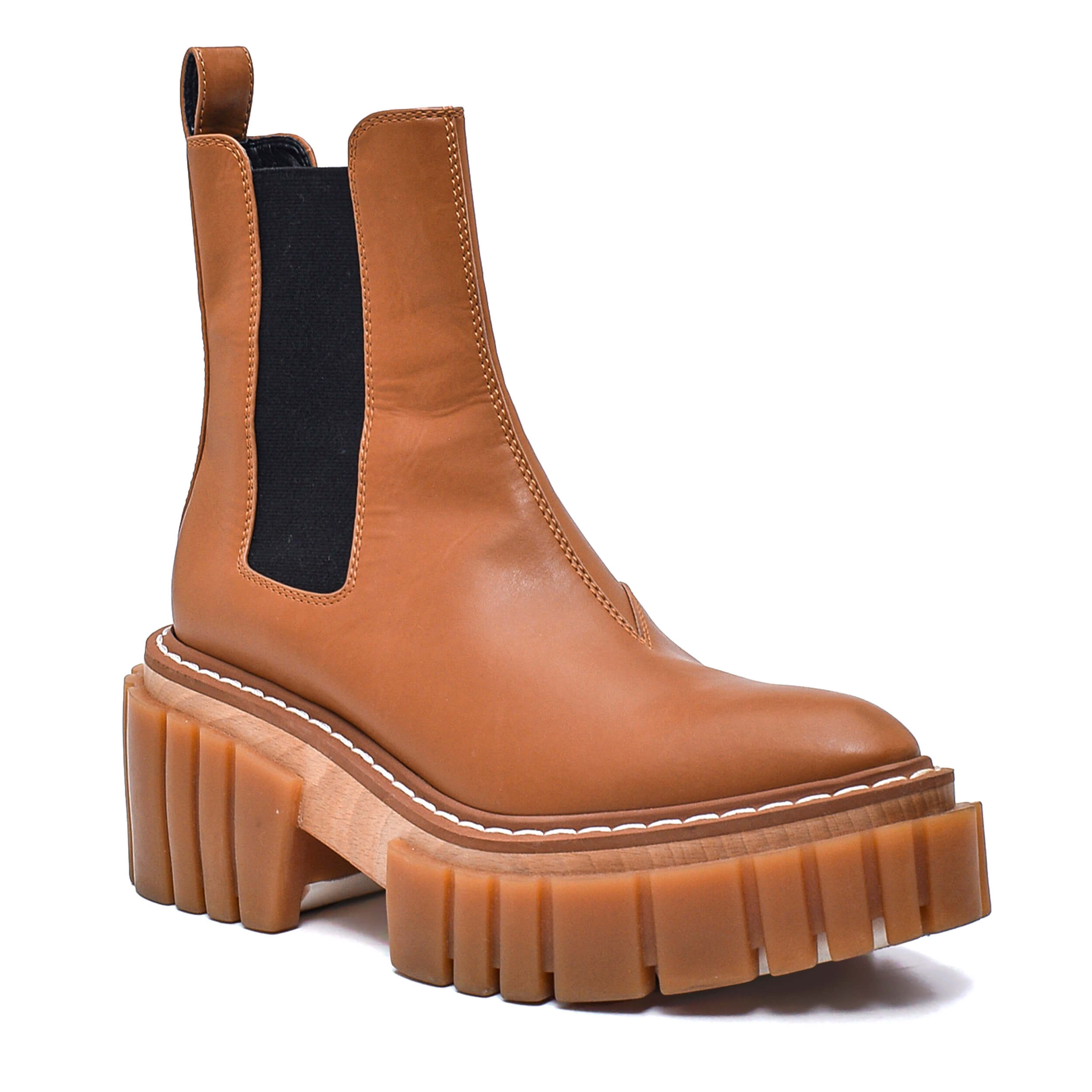 Stella McCartney- Brown Emilie Vegan Leather Platform Chelsea Boots